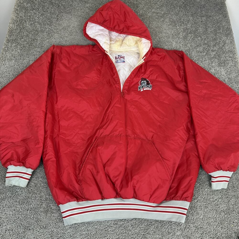 VTG New Lenox Jr Knights Hooded Jacket Mens 5XL Red Football Game Sportswear USA